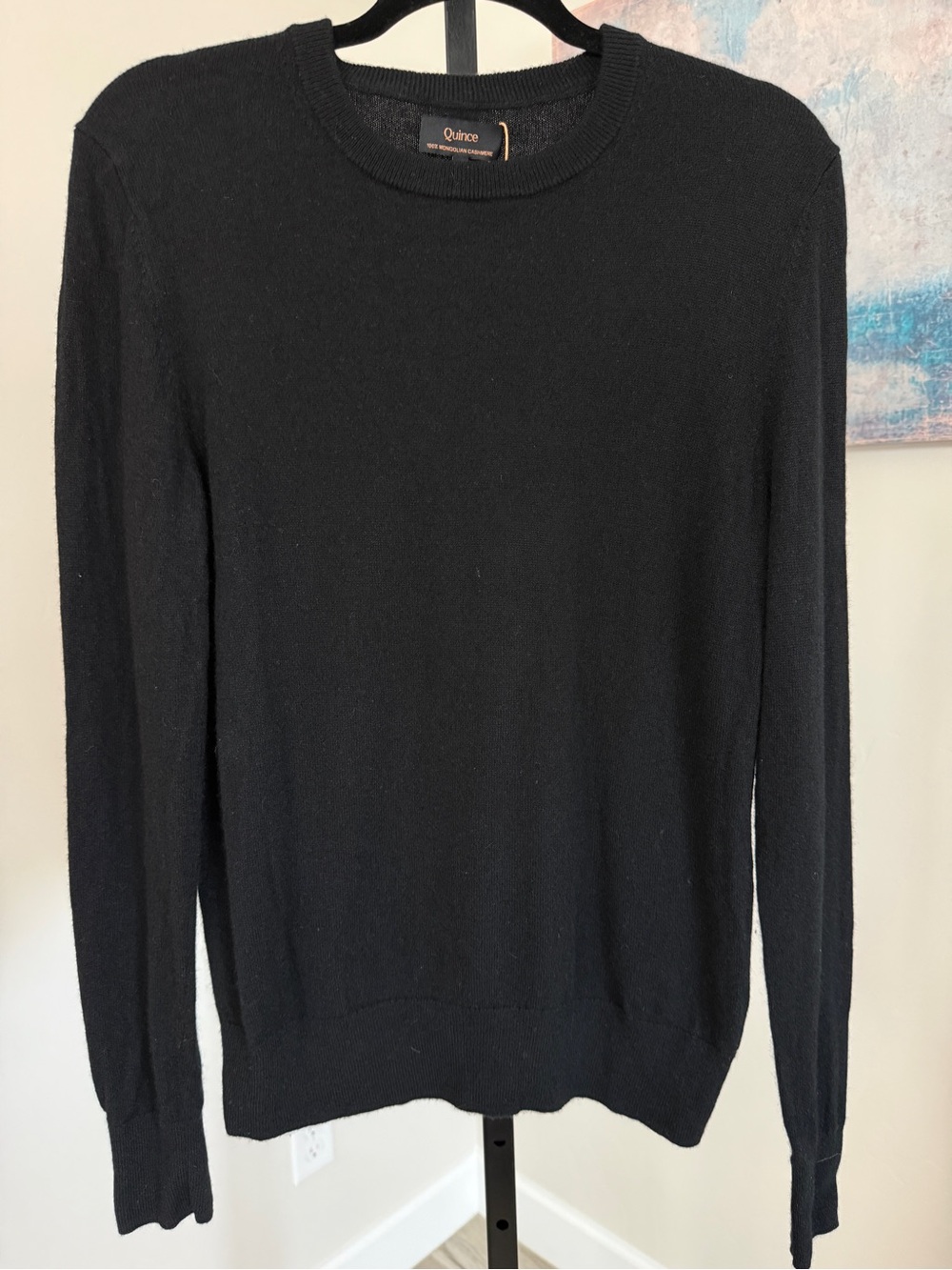 New Quince Womens Medium Mongolian Cashmere Crewneck Sweater Black Pullover NWT - Picture 2 of 7